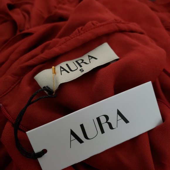 NWT - Red BoHo Deep V-Neck Midi Dress - Aura the Label - Picture 4 of 5